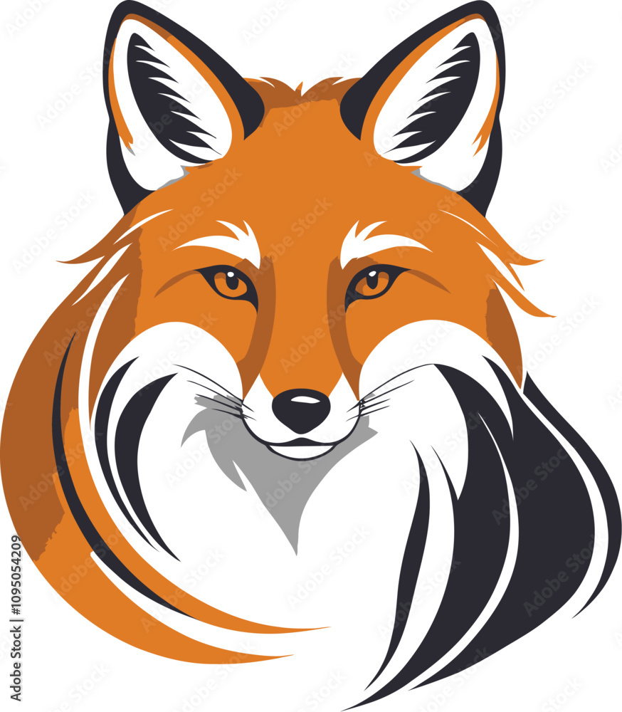 Obraz premium A stylized fox head illustration.