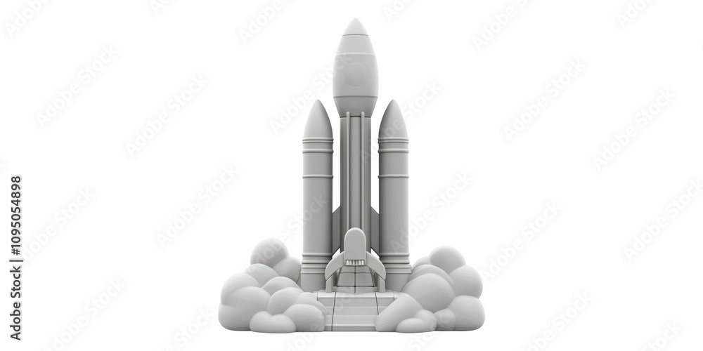 Fototapeta premium 3D Rocket Launch Pad Illustration Isolated on Transparent Background