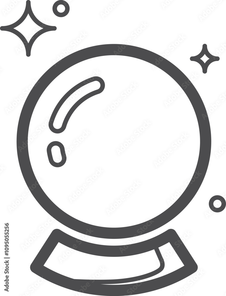 Magic orb line icon. Spiritual glass ball Magic orb line icon. Spiritual glass ball