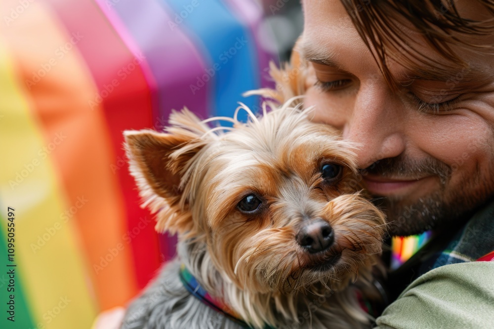 A person cradling a tiny canine in his arms, showcasing the bond between humans and animals A person cradling a tiny canine in his arms, showcasing the bond between humans and animals