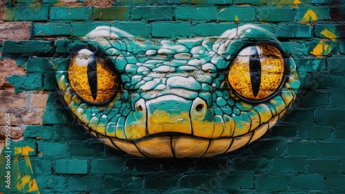 snake head graffiti on wall