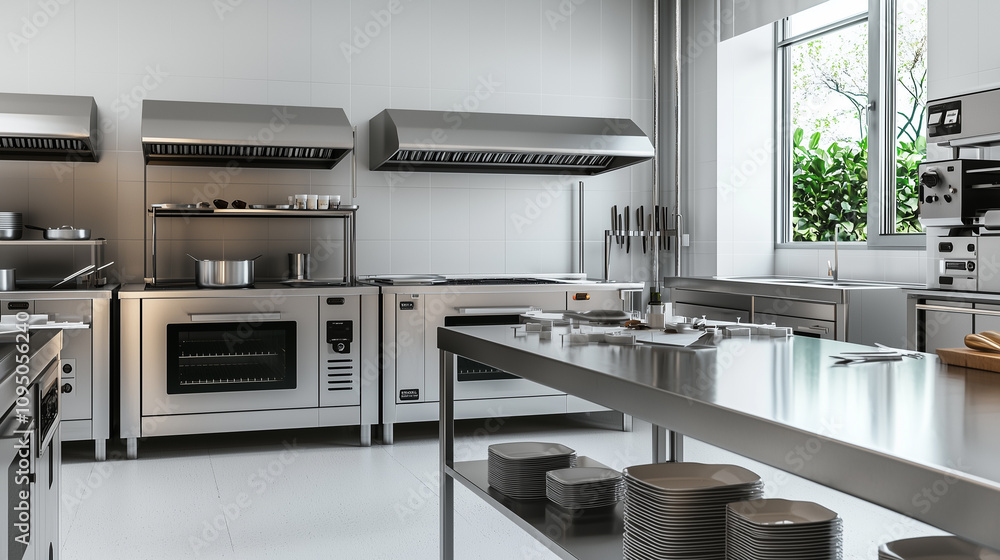 Fototapeta premium Sleek and Modern Professional Kitchen Design