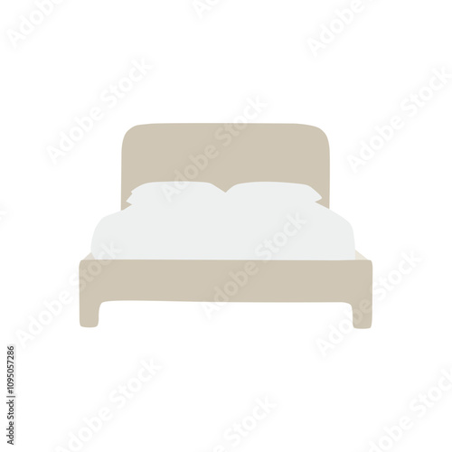 beautiful and modern light cream bed illustration modern cartoon