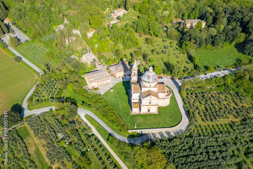 Obraz na płótnie Montepulciano Town drone view in Tuscany Region of Italy w salonie
