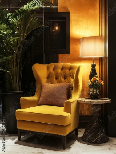 Elegant Yellow Armchair In ...