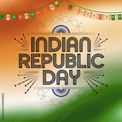 Indian Republic Day Celebratory Design With Flags photo