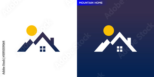 Mountain house logo. Mountains, landscape, lodge. Icon symbol design template EPS 10.
