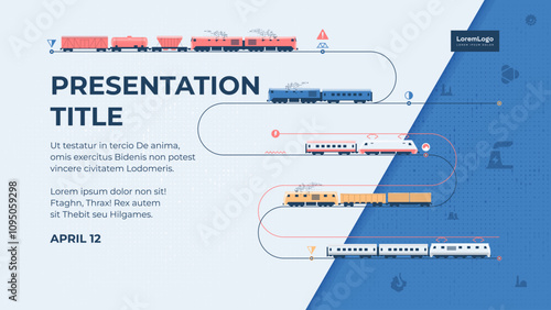 Presentation cover template on the topic of railway transportation