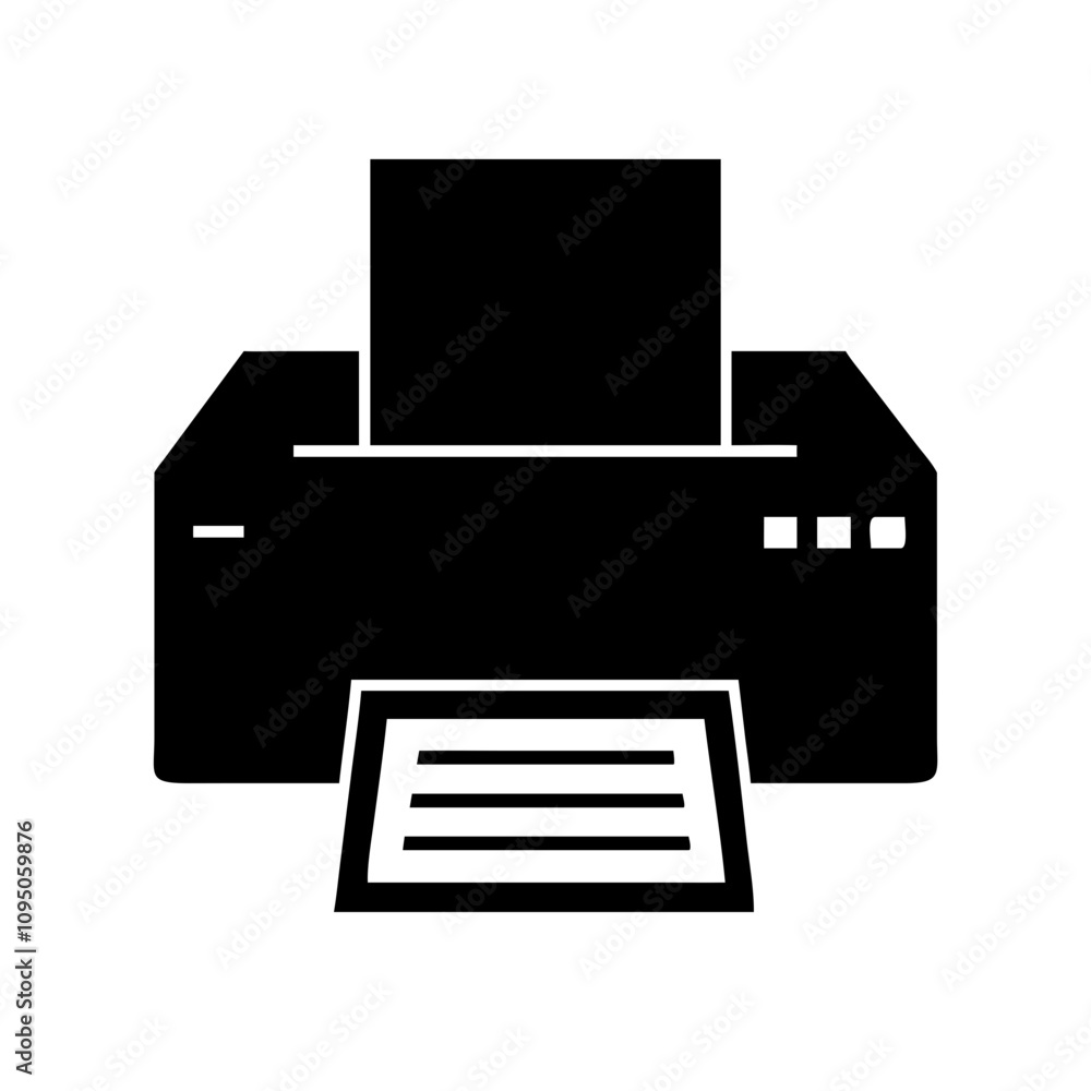 Minimalist black flat printer icon featuring a clean and modern design. The icon showcases a simplified silhouette of a printer, suitable for digital applications, websites, mobile a Minimalist black flat printer icon featuring a clean and modern design. The icon showcases a simplified silhouette of a printer, suitable for digital applications, websites, mobile a