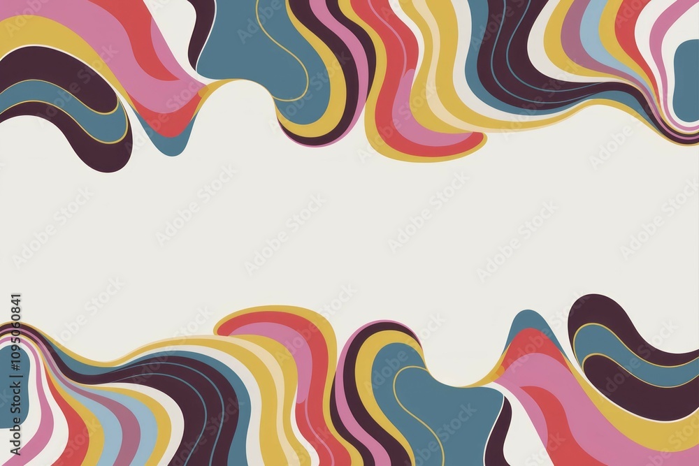 Fototapeta premium Colorful abstract waves. Vibrant, flowing lines create a dynamic design. Evokes feelings of energy and movement. Perfect for modern backgrounds.