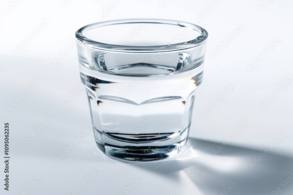 A glass of water placed on a table surface A glass of water placed on a table surface