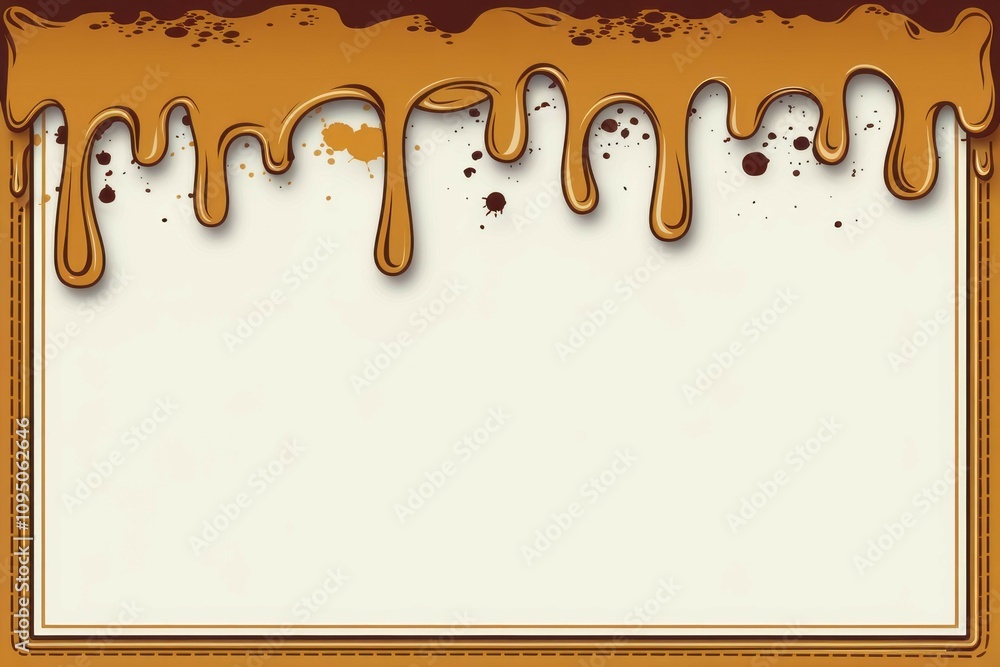 Caramel dripping border. Delicious caramel flows, creating a sweet backdrop. Perfect for menus, desserts, or autumn themes. Caramel dripping border. Delicious caramel flows, creating a sweet backdrop. Perfect for menus, desserts, or autumn themes.