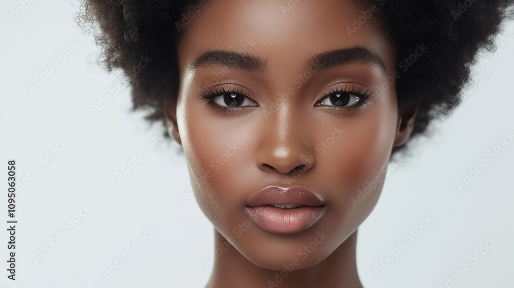 A model with a well-groomed and natural makeup look, wearing soft pink lipstick on her full lips, showcasing the smooth texture of their skin. A model with a well-groomed and natural makeup look, wearing soft pink lipstick on her full lips, showcasing the smooth texture of their skin.