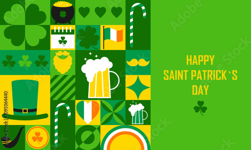 Happy Saint Patrick`s Day Template Design for Background, Banner, Card, Poster with Text. Vector EPS10 Illustration