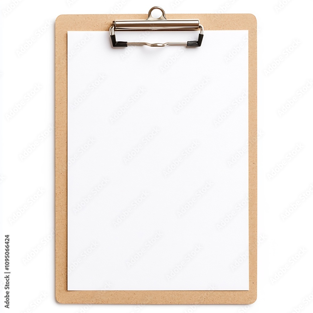 Clipboard with Blank Paper on White Background Clipboard with Blank Paper on White Background