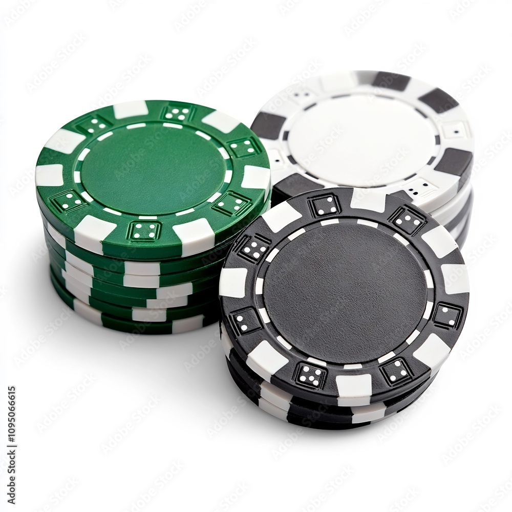 Poker Chips Isolated on White Background Clear and Detailed Image Poker Chips Isolated on White Background Clear and Detailed Image