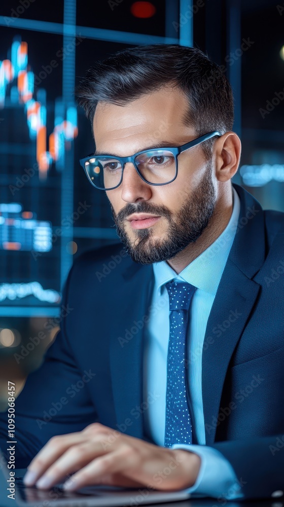 Analyst outdoors, working on a laptop with stock data, nature blended with tech Analyst outdoors, working on a laptop with stock data, nature blended with tech