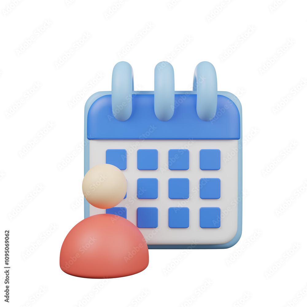 3d render of human resources user with calendar 3d render of human resources user with calendar