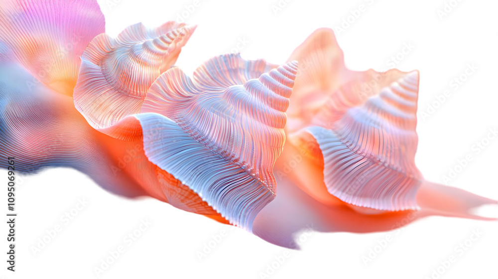 Abstract 3D Seashell with Orange and Purple Hues