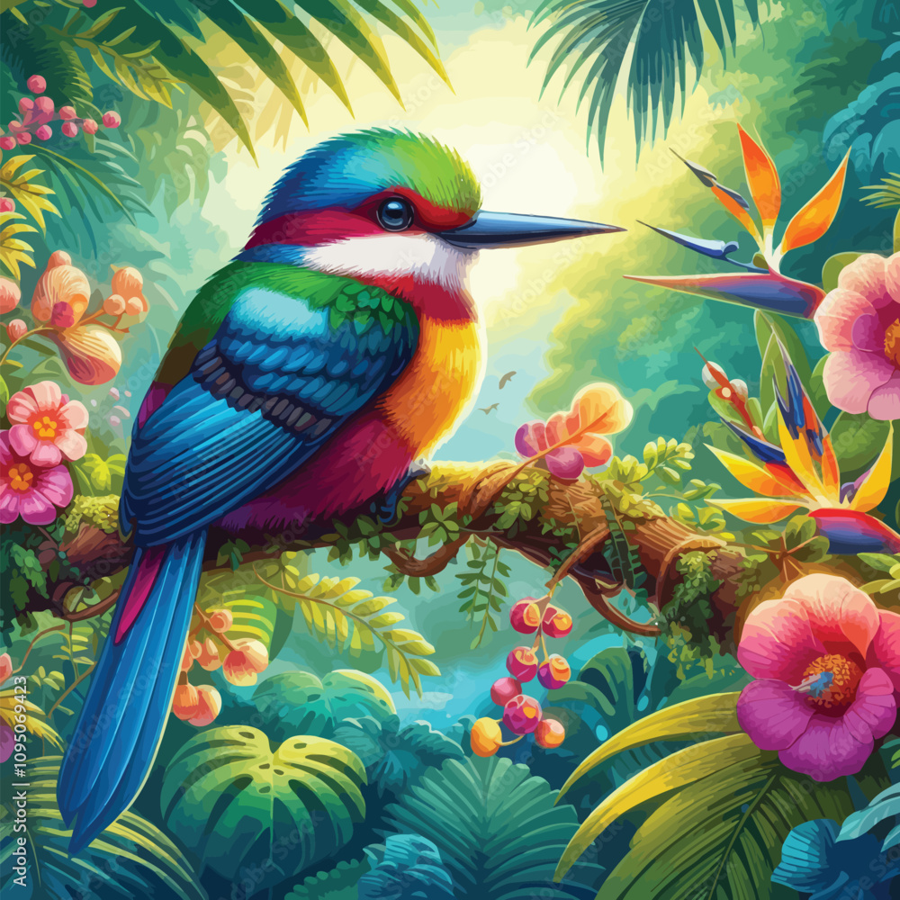 Obraz premium A vibrant bird perched on a branch