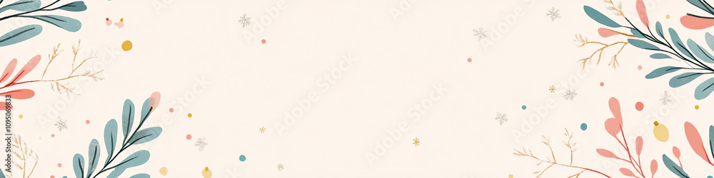 Obraz premium Floral background template horizontal banner with copy space christmas trees and evergreens with copy space for text