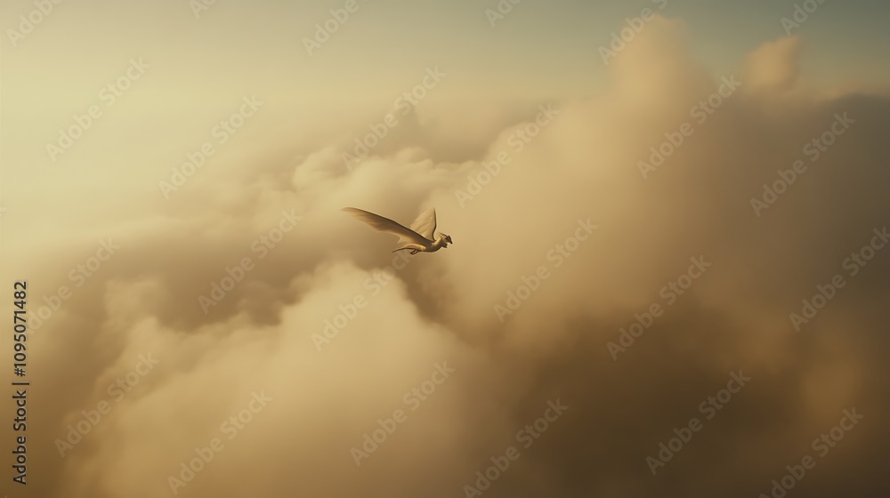 A Dragon Soaring Through Golden Clouds A Dragon Soaring Through Golden Clouds