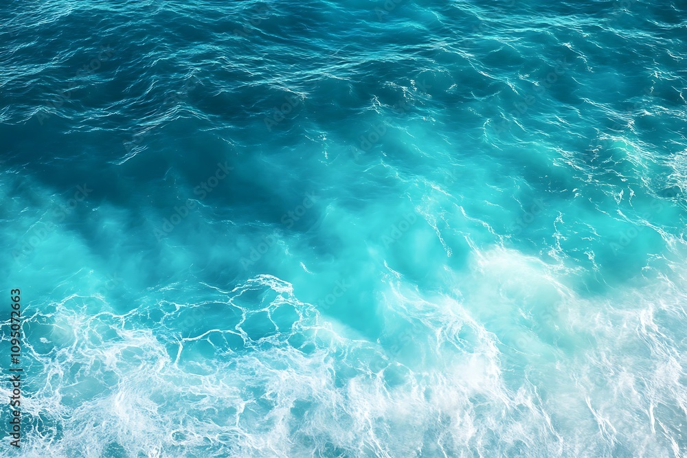 surface waves on the beach, Blue sea surface, water wave surface, blue water wave, top view surface waves on the beach, Blue sea surface, water wave surface, blue water wave, top view