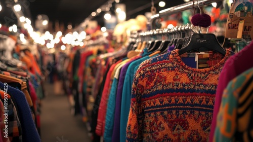 Wallpaper Mural A vibrant display of colorful clothing in a thrift store, showcasing various styles and patterns. Torontodigital.ca