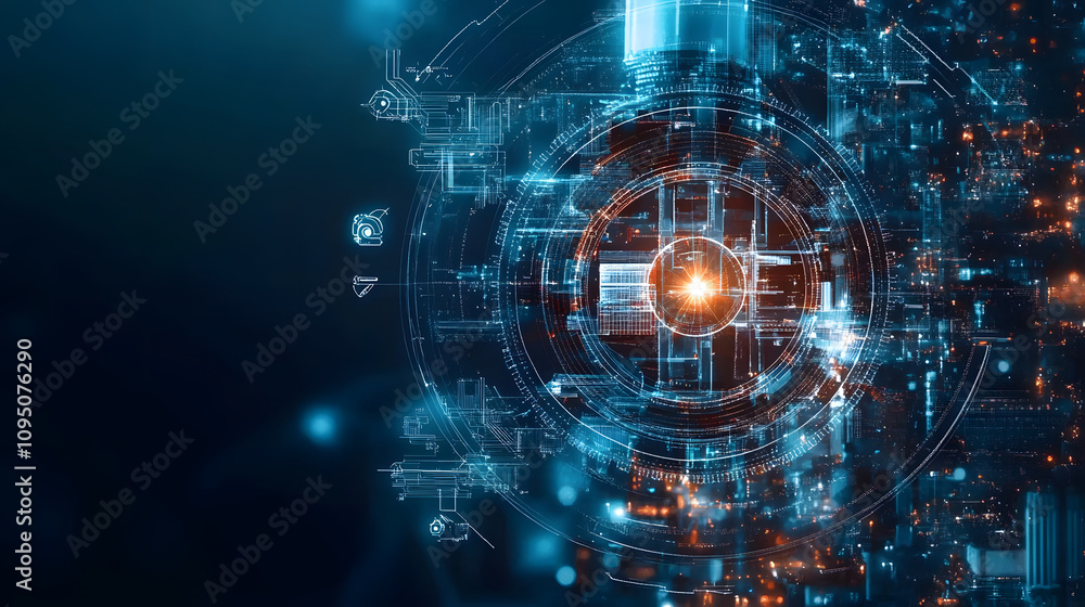 Obraz premium Futuristic digital interface with glowing elements and technology design