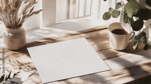 A4 landscape horizontal magazine brochure mockup with blank white design