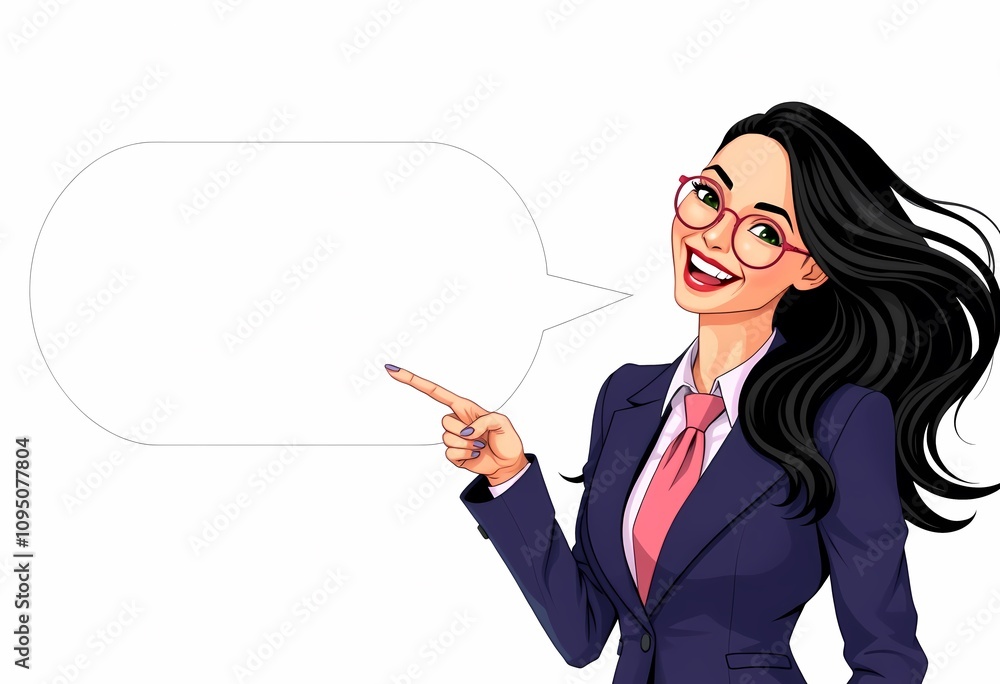 Smiling businesswoman presenting, announcement, message Smiling businesswoman presenting, announcement, message
