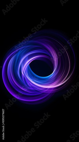 A purple and blue gradient swirl on a black background, with dark purple, purple, and a purple glow