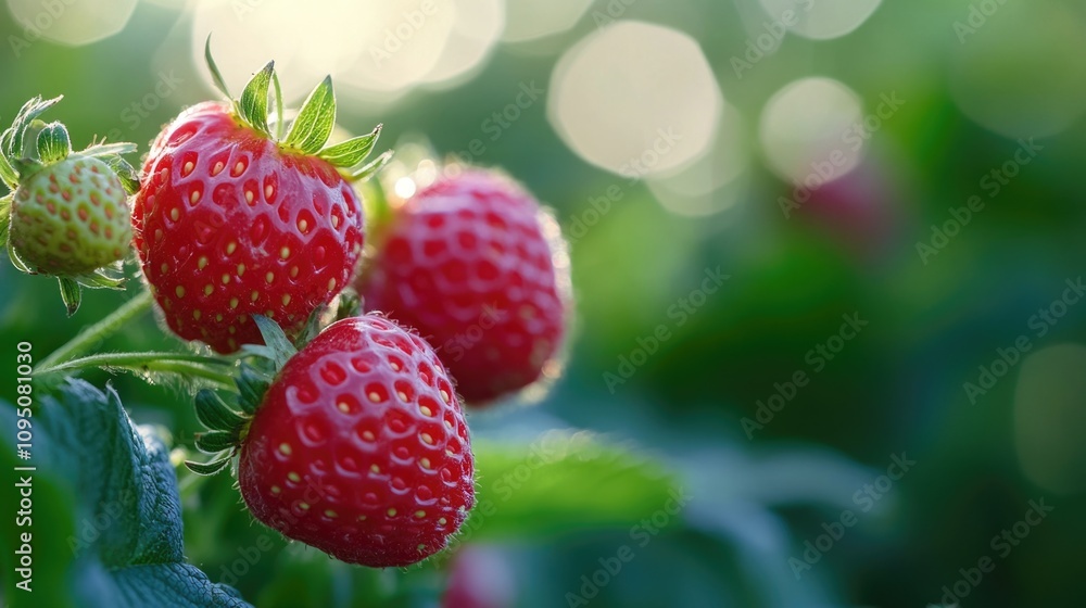 Fresh strawberry plant with ripe fruit Fresh strawberry plant with ripe fruit