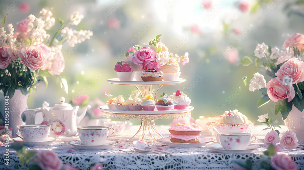 wedding cake and flowers