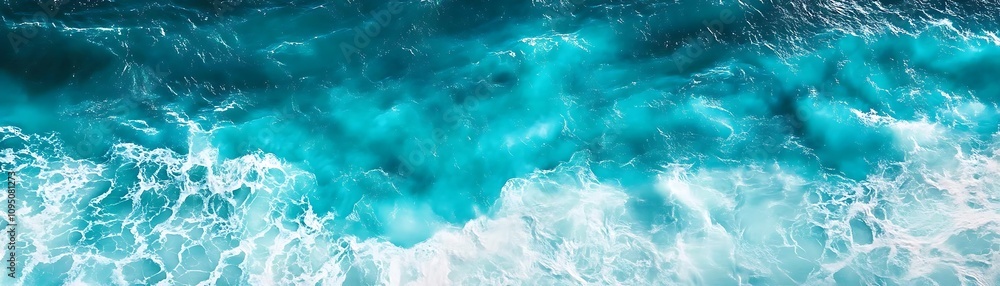 Obraz premium surface waves on the beach, Blue sea surface, water wave surface, blue water wave, top view