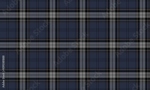 Wallpaper Mural Plaid fabric pattern, blue, gray, black, modern distinctive cross lines, seamless for textiles, and for designing clothes, skirts or decorative fabrics. Vector illustration. Torontodigital.ca