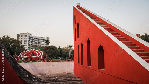 The architecture of Jantar Mantar in Delhi, India photo