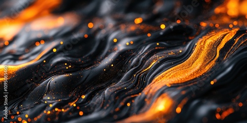 Close-up shot of a mysterious black and orange liquid