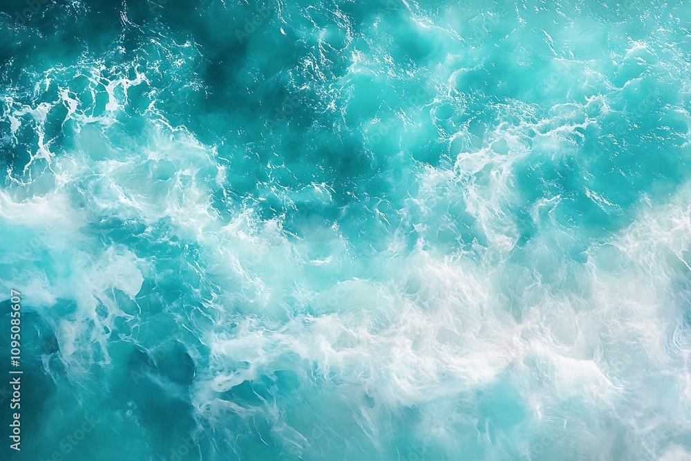 surface waves on the beach, Blue sea surface, water wave surface, blue water wave, top view surface waves on the beach, Blue sea surface, water wave surface, blue water wave, top view
