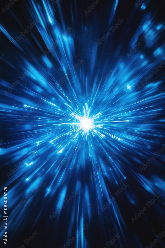 Fototapeta premium A stylized representation of a starburst in shades of blue against a dark backdrop
