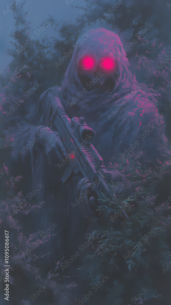 the person in the hood soldier in biopunk style the person in the hood soldier in biopunk style