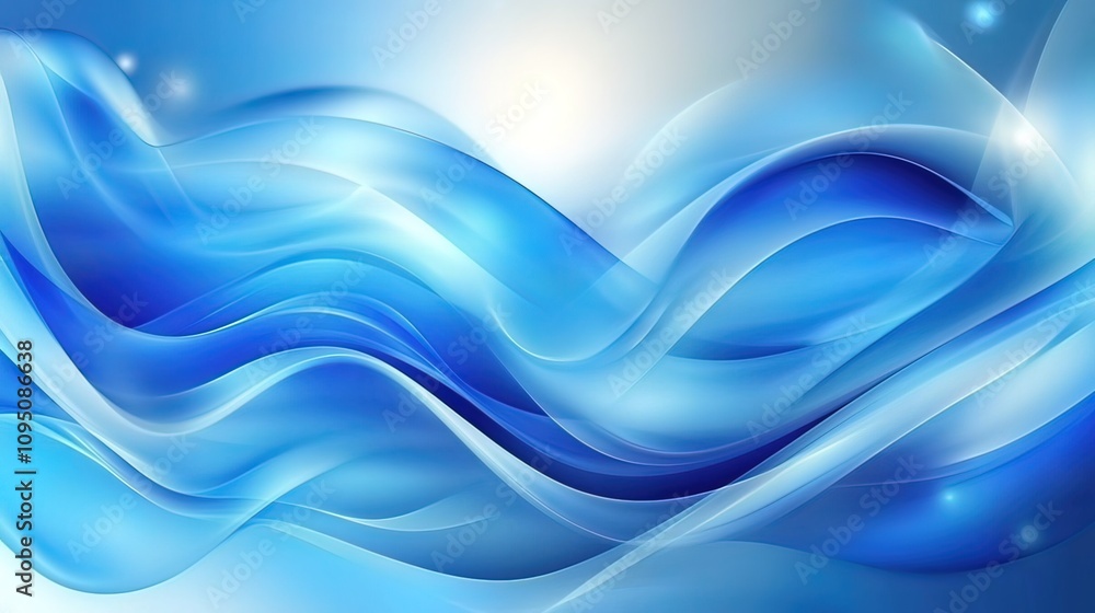 Obraz premium Abstract blue wavy background with light effects.