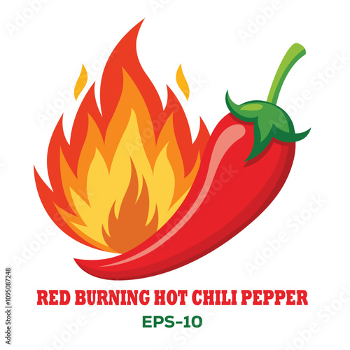 Illustration of Red burning hot chili pepper Isolated on white background