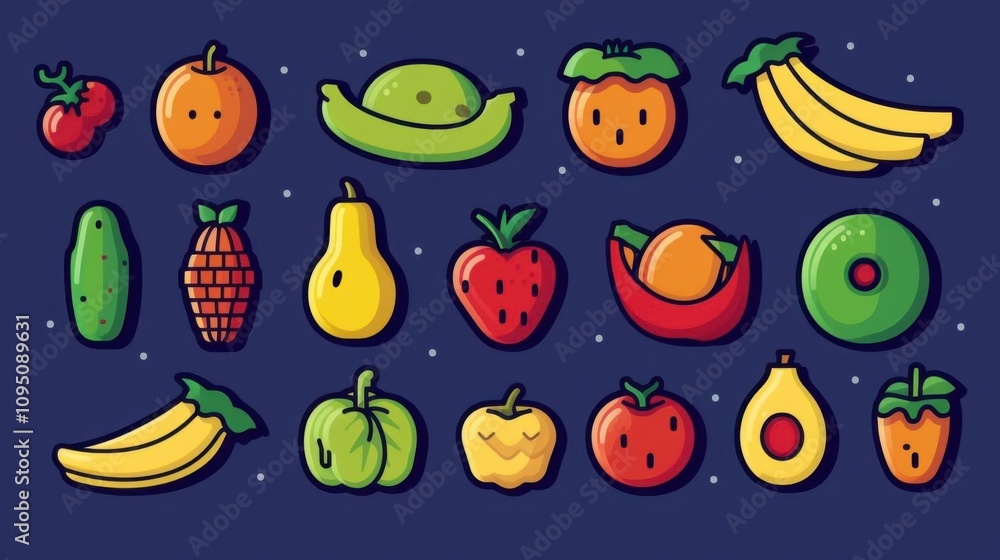 Cute Cartoon Fruit and Vegetable Illustrations Cute Cartoon Fruit and Vegetable Illustrations