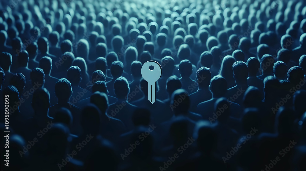 Fototapeta premium 3D Illustration Key to the Crowd Solution Access Unlock Secret