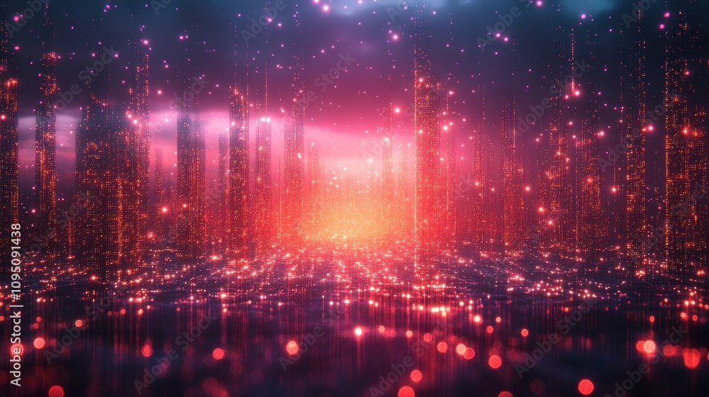 Fototapeta premium Futuristic Cityscape with Glowing Lights