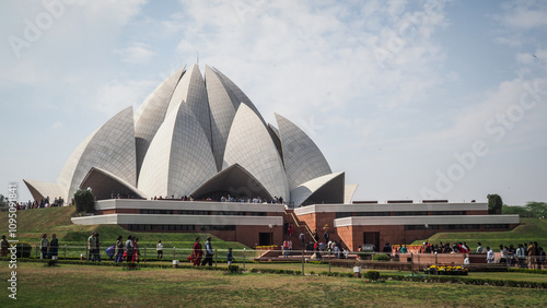 The architecture of the Lotus Temple in Delhi, India