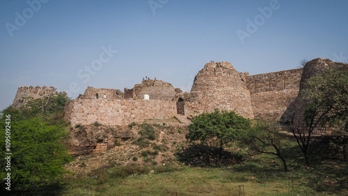 The architecture of Tughlakabad Fort in Delhi, India photo