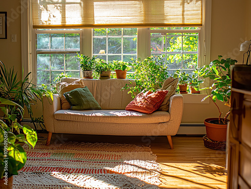 Eco-friendly living room for two bamboo flooring  photo