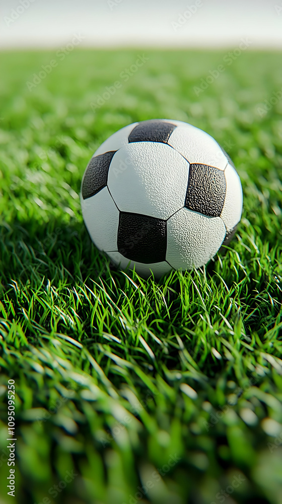 Obraz premium Realistic Image - Soccer Ball on Lush Green Grass